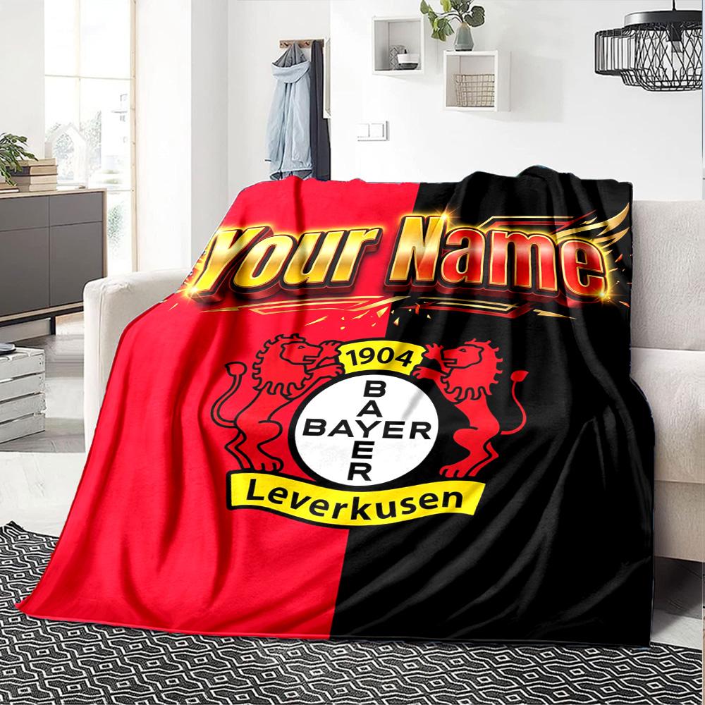 1pc Personalized Name Bayer Leverkusen Blanket, Gift, for Men and Women, Soft Blanket, Good for Sofa Bed Couch Travel, Lightweight Flannel Blanket