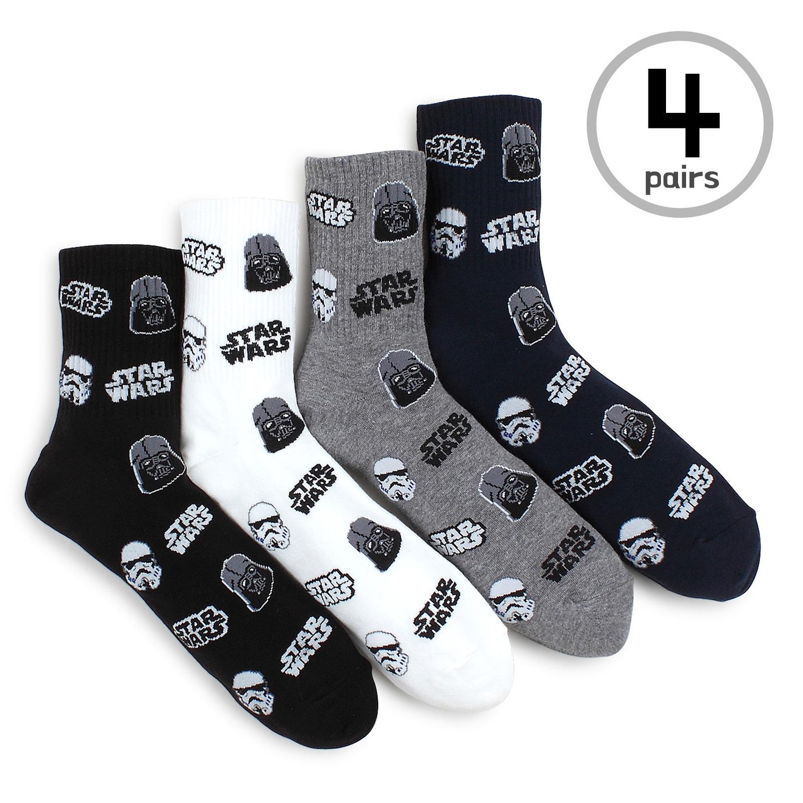

(4 пары) Мужские носки для экипажа, лицензированные по Звездным войнам, Дарт Вейдер, солдат LO14
