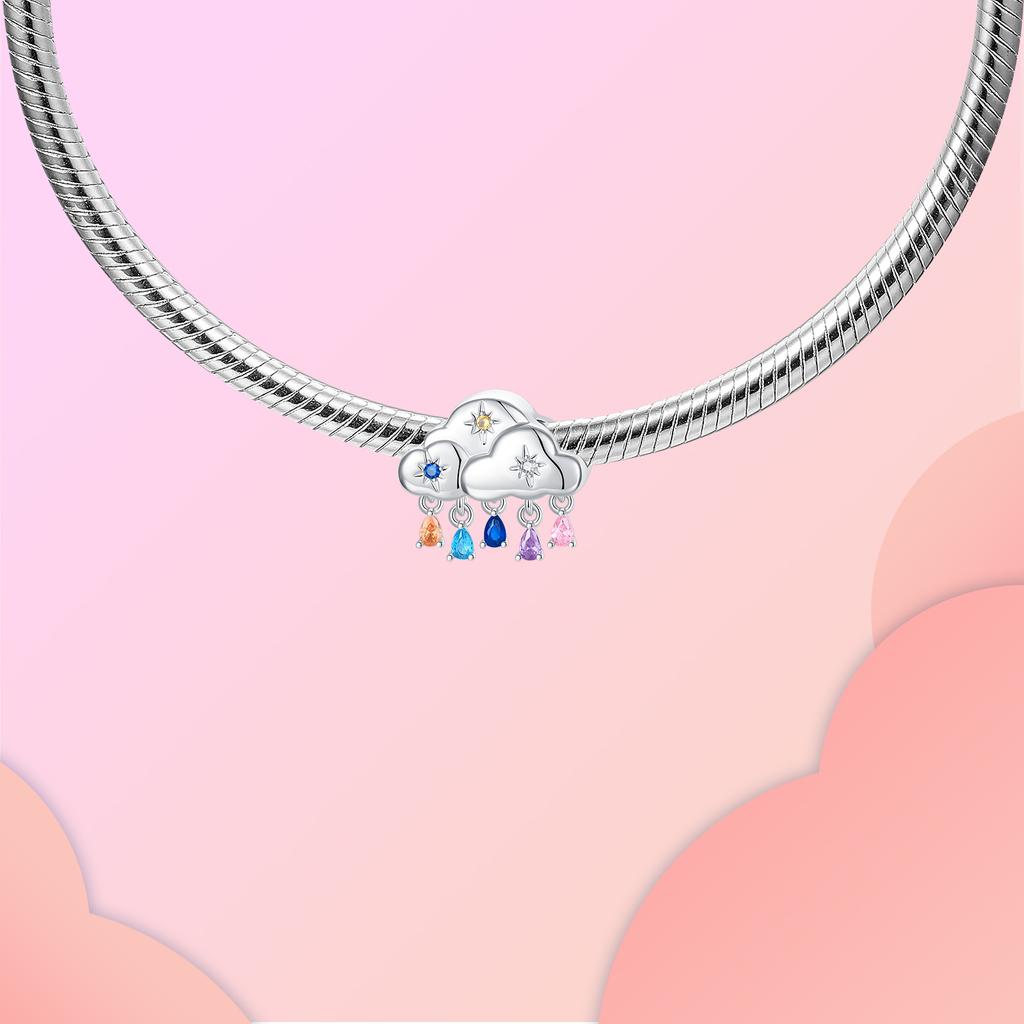 copper Color Zircon Rain Cloud Raindrop Weather Bead Charms Charm Compatible With Authentic Charm Bracelets Women Do It Yourself Jewellery Gift
