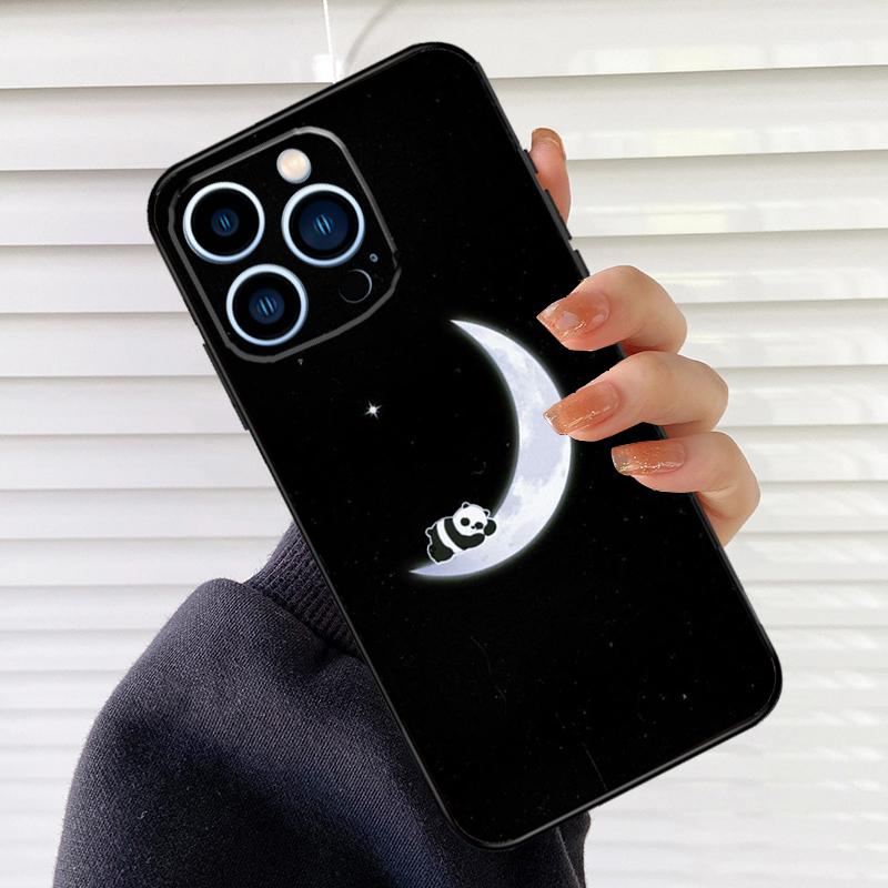 Cute Cartoon Panda Phone Case For iPhone 16 15 14 13 11 12 17 Pro Max mini 15 16 Plus 16e 17 Air Cover Fundas