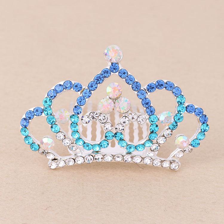 Korean-Style Rhinestone Kids' Crown Hair Comb - Cute Tiara Hair Clip for Girls, Sparkly Headpiece Perfect for Dance Performances