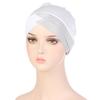 Stretch Fabric Shiny Thread Front Cross Indian Hat Crystal Linen Headscarf Muslim Base Layer Cap