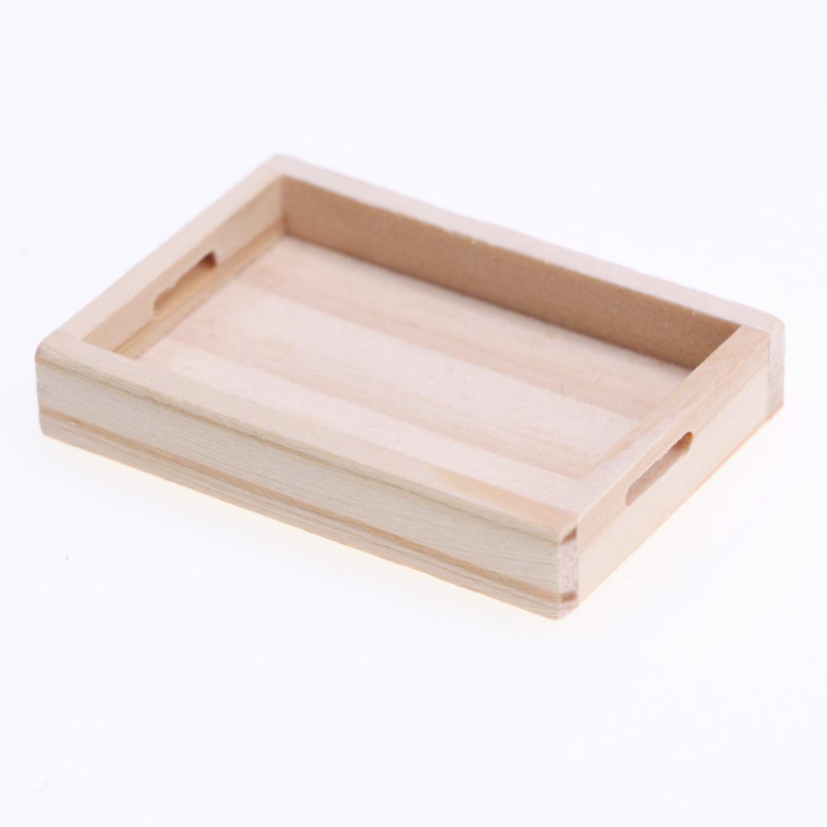 Miniature Wooden Dollhouse Food and Dessert Tray for Dining Table Scene