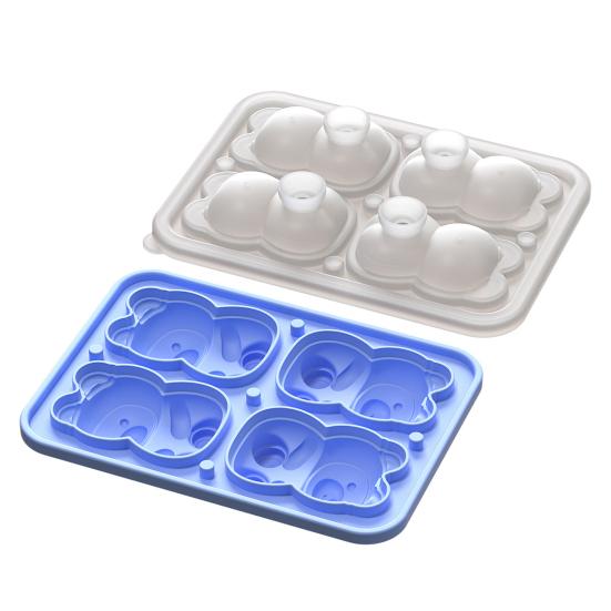 Bärenförmige Silikon-Eiswürfelform mit Deckel Lebensmittelqualität Leicht zu lösende Form Auslaufsicher Stapelbarer Eiswürfelbereiter Unverzichtbar für die Hausbar