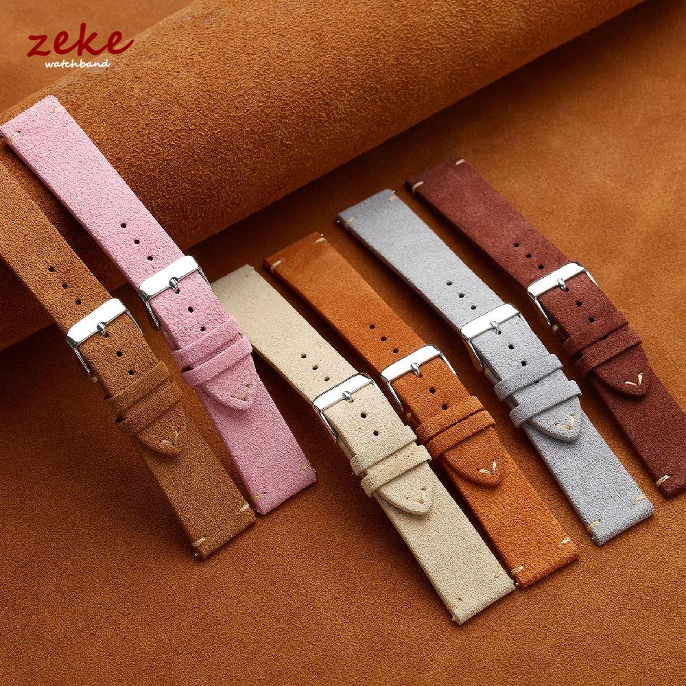 Wristband Soft Suede Leather Straps 14/16/18/20/22mm Green Brown Watchband Quick Release Calfskin Bracelet Men Women Accessories