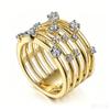 Huitan Multi-layered Two Tone Rings with Sparkling Cubic Zirconia Statement Daily Party Rings for Women Trendy Jewelry Drop Ship