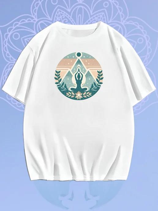 Oversized T-shirt with yoga print L