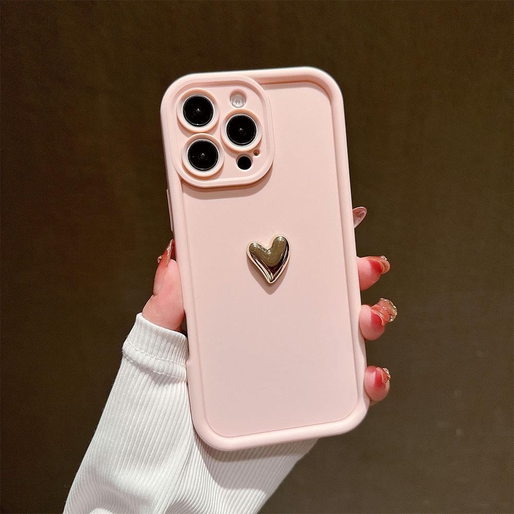Girl 3D Gold Heart Silicone Soft Phone Case For Redmi Note 14 13 12 11 10 9 8 Pro Plus 12s 11s 13C 12 Shockproof Matte Cover