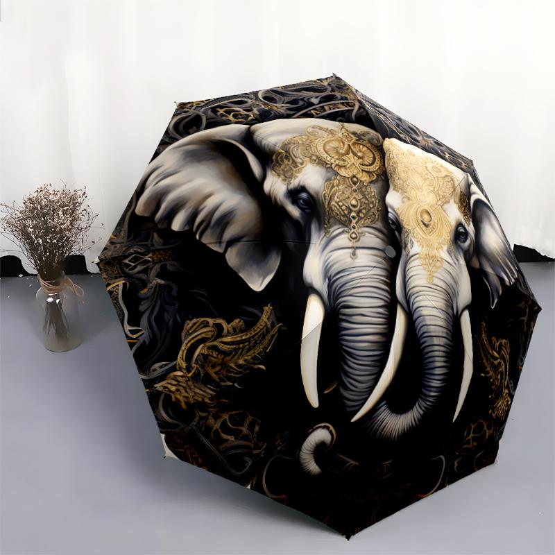 1 PC Automatic Folding Umbrella - elephant Pattern, Portable & Foldable Design with 8 Ribs, Christmas Birthday Gifts