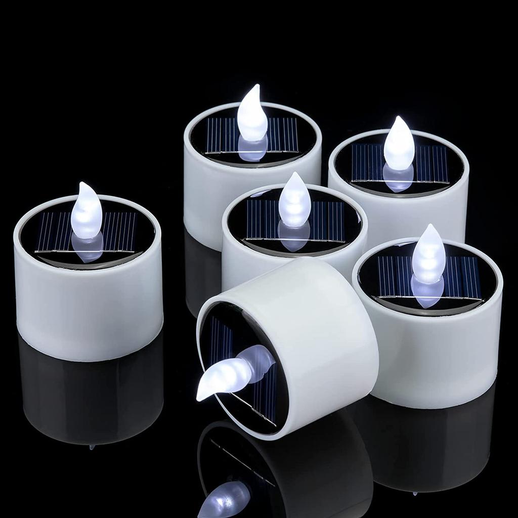 2/4/6 Pieces Solar Flameless LED Candles Fake Flickering Tea Lights Outdoor Garden Light Romantic Wedding Party Decoration