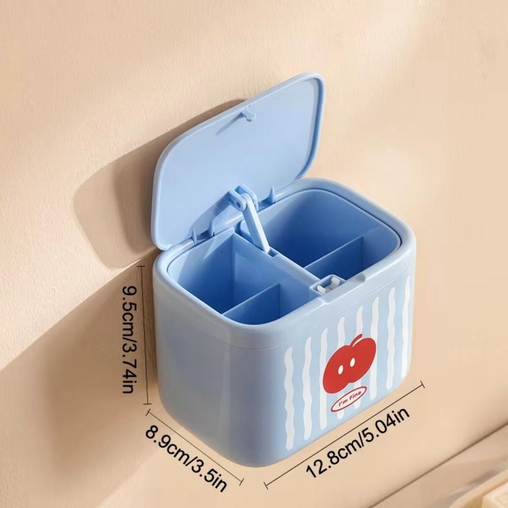 Automatic-Lift Swab Storage Box Dustproof Sealed Makeup Pad Organizer No-Drilling Multi-function Desktop Container For Bathroom