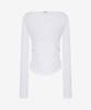 Limekeu Boat Neck Drape Slim Long Sleeve White