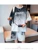 Men's Korean Style 2025 Two-Piece Summer Sportswear: Short Sleeve T-shirt & Casual Basketball Jersey Shorts