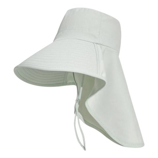 Summer Sun Protection Bucket Hat, Foldable Breathable Mesh Fisherman Hat, Ventilation Large Brim Hat with Detachable Neck Shawl for Outdoor Summer