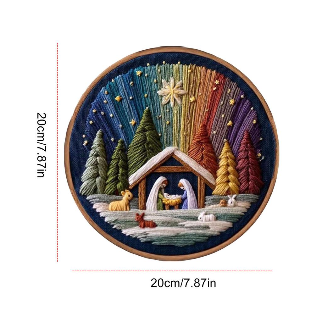 DIY Nativity Cross Stitch Kit with Stamped Embroidery Patterns Embroidery Starter Kit Christian Christmas Craft for Adults Kids