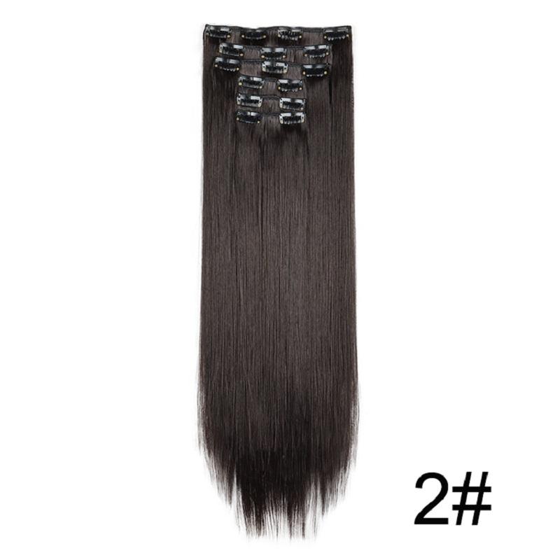 Synthetic 6pcs/set Long Straight Clip-in Hair Extension Invisible Seamless Extension Black Brown Hairpiece for Women 2028