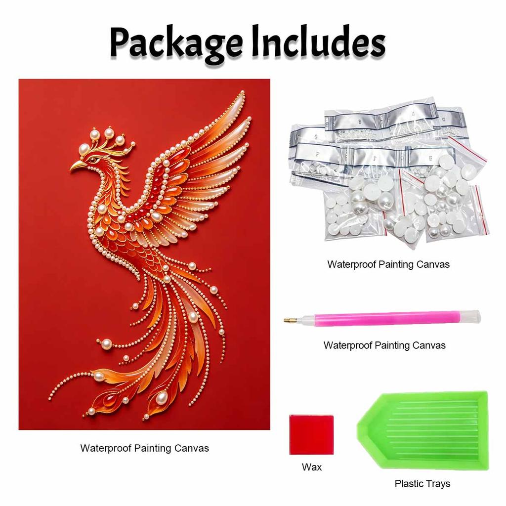 5D DIY Pearl Diamond Painting Kit Phoenix Full Drill Embroidery Mosaic Art Home Wall Decor Gift