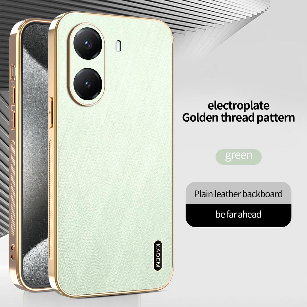 For Xiaomi Poco X7 Pro, Phone Case Luxury Brushed Leather Electroplated Bumper Soft TPU Cover