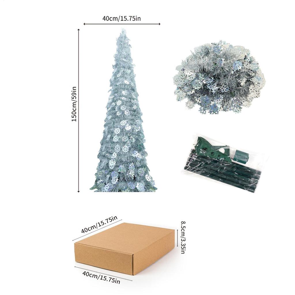 1.5-meter Laser Snowflake Christmas Decoration Tree Foldable Retractable Realistic Artificial Christmas Tree Outdoor Decoration