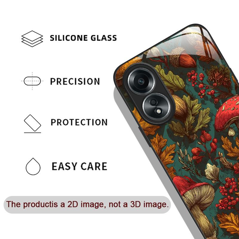 Creative Personality Mushroom Pattern Tempered Glass Phone Case for OPPO Realme 13 Pro Plus 12 11 10 9i C55 X7 GT Neo 2 3T Cover