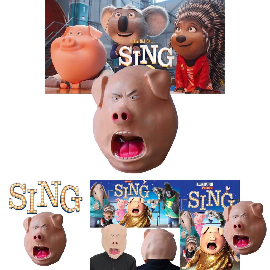 Sing2 Rossi Pig Mask | Adult Latex Headgear | Angry Expression Cosplay