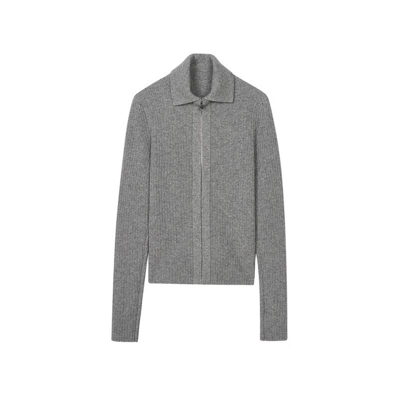 Less 2024 Autumn Polo Collar Slim Fit Cardigan Sweater