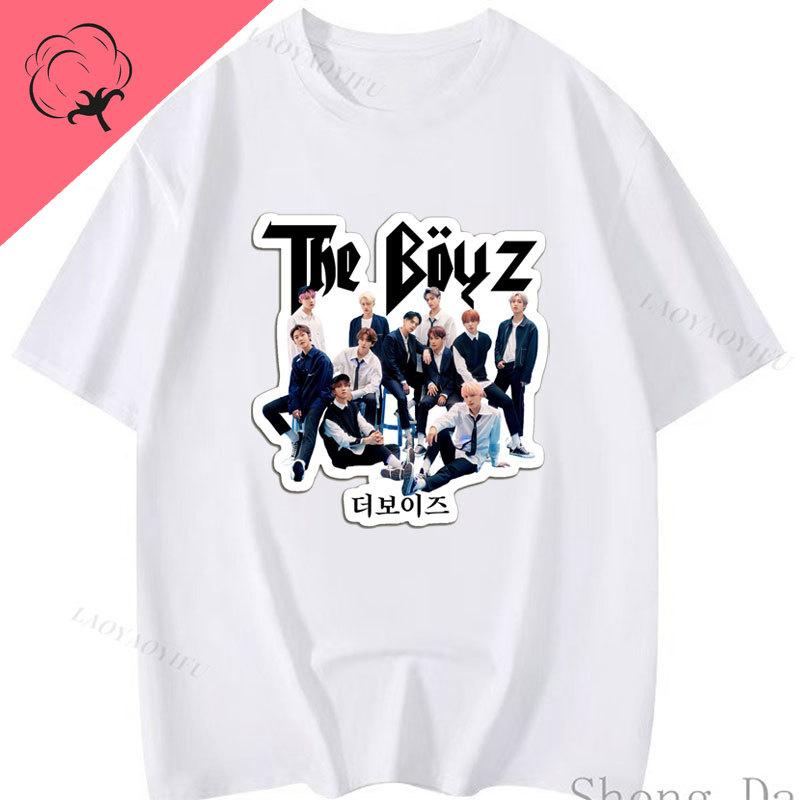 Unisex Women Hip Hop Streetwear Harajuku Camisetas The Boyz KPOP Streetwear TShirt Short Sleeve Cotton Graphic T Shirts Popular Tee