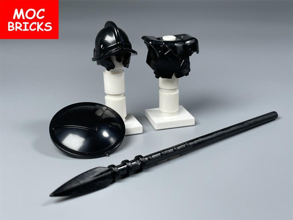 Einzelner MOC Baustein Schwarzer Goldener Rüstungswarrior Mittelalterliche Ritter Rom Waffe Actionfigur Pädagogischer Baustein Geschenke