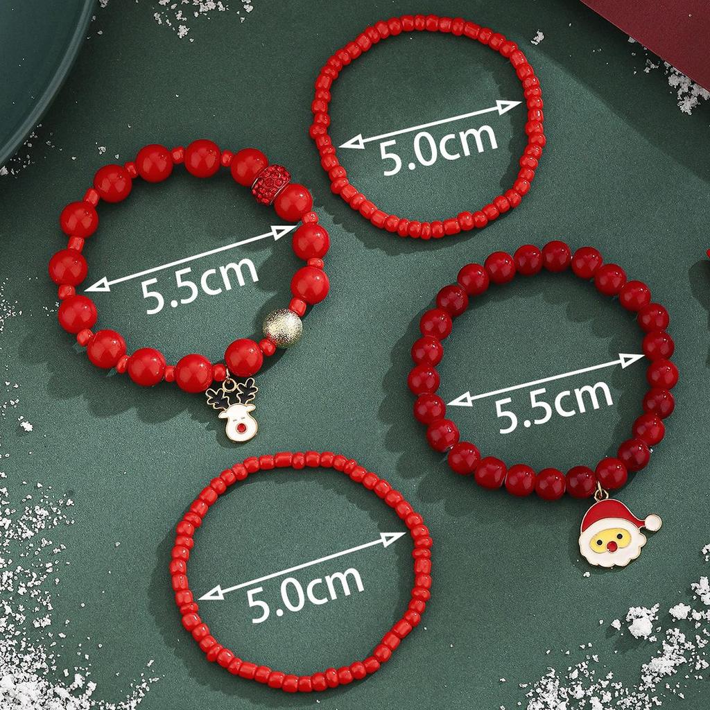 Christmas Snowflake & Reindeer Beaded Bracelet Set for Women