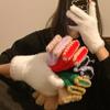 Cute Jelly Bean Fingerless Touch Screen Plush Five Finger Gloves for Women To Keep Warm in Winter and Velvet Thickened for Cycling Students