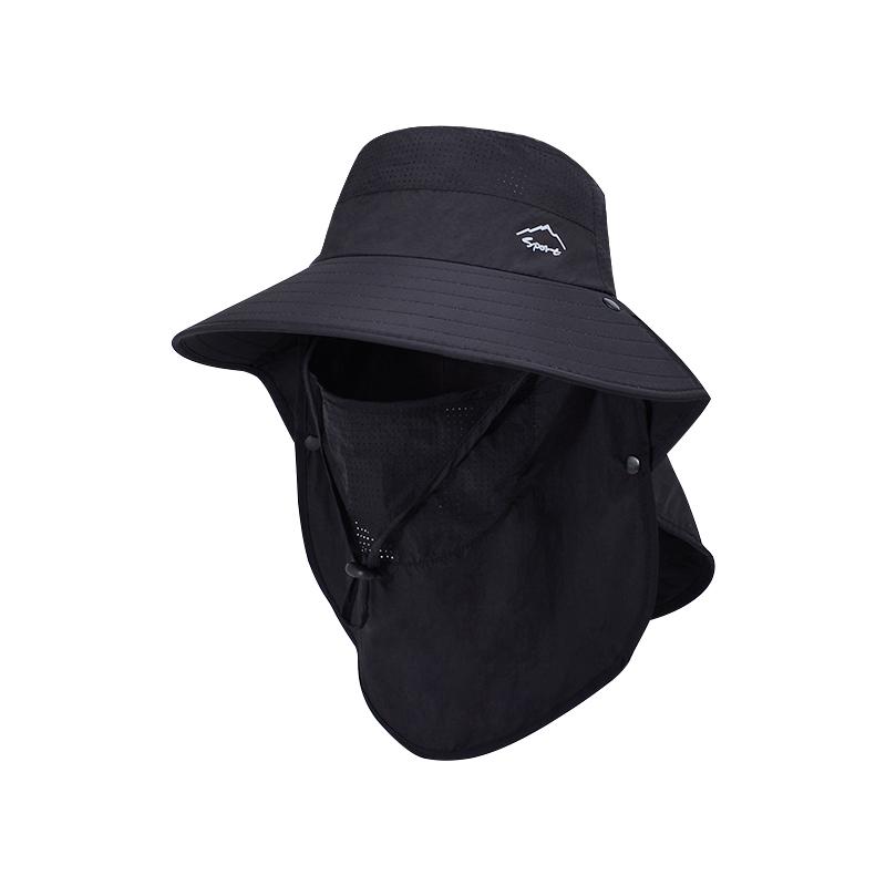 

Xinbaoguan 100% polyester 9254 spring/summer outdoor fisherman hat face mask, sun protection hat, large brim shawl sun hat One Size чёрный