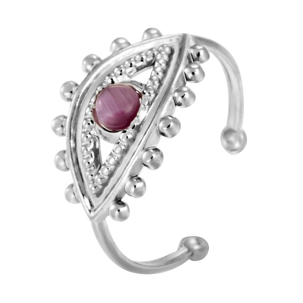 Retro Magic Eye Stainless Steel Stone Ring - Non-Fading European & American Luxury Fashion