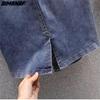 DIMANAF Plus Size Summer 2026 Lady Denim Skirts Women Clothing Blue Fashion A-Line Jeans Skirt Belt Waist