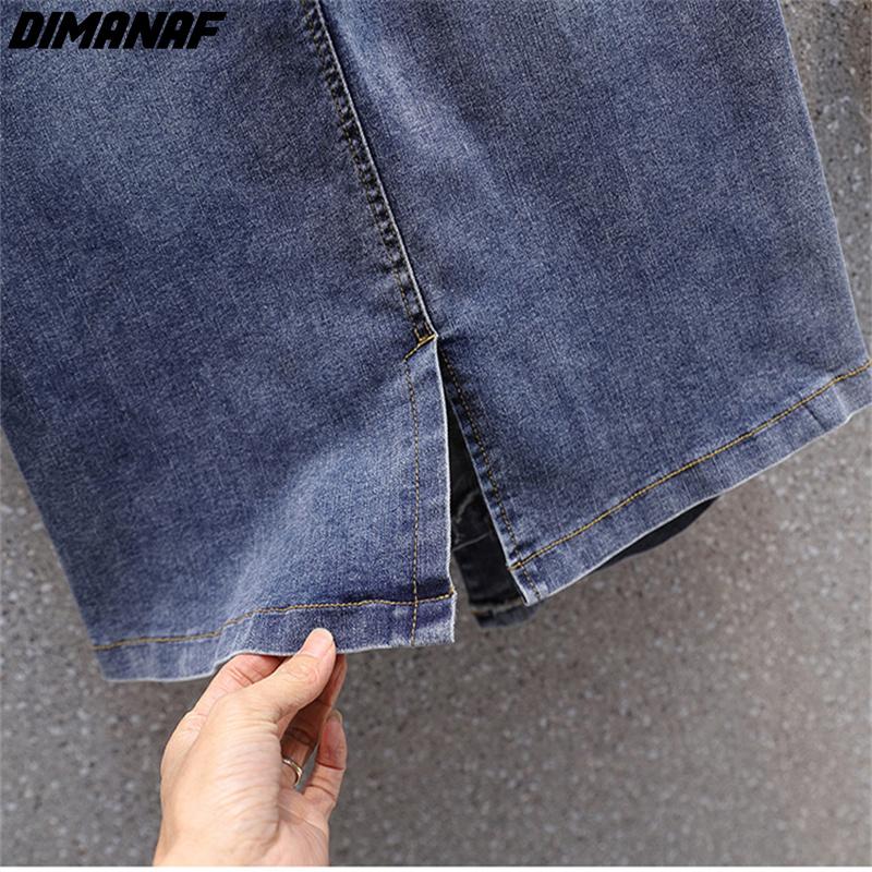 DIMANAF Plus Size Summer 2026 Lady Denim Skirts Women Clothing Blue Fashion A-Line Jeans Skirt Belt Waist