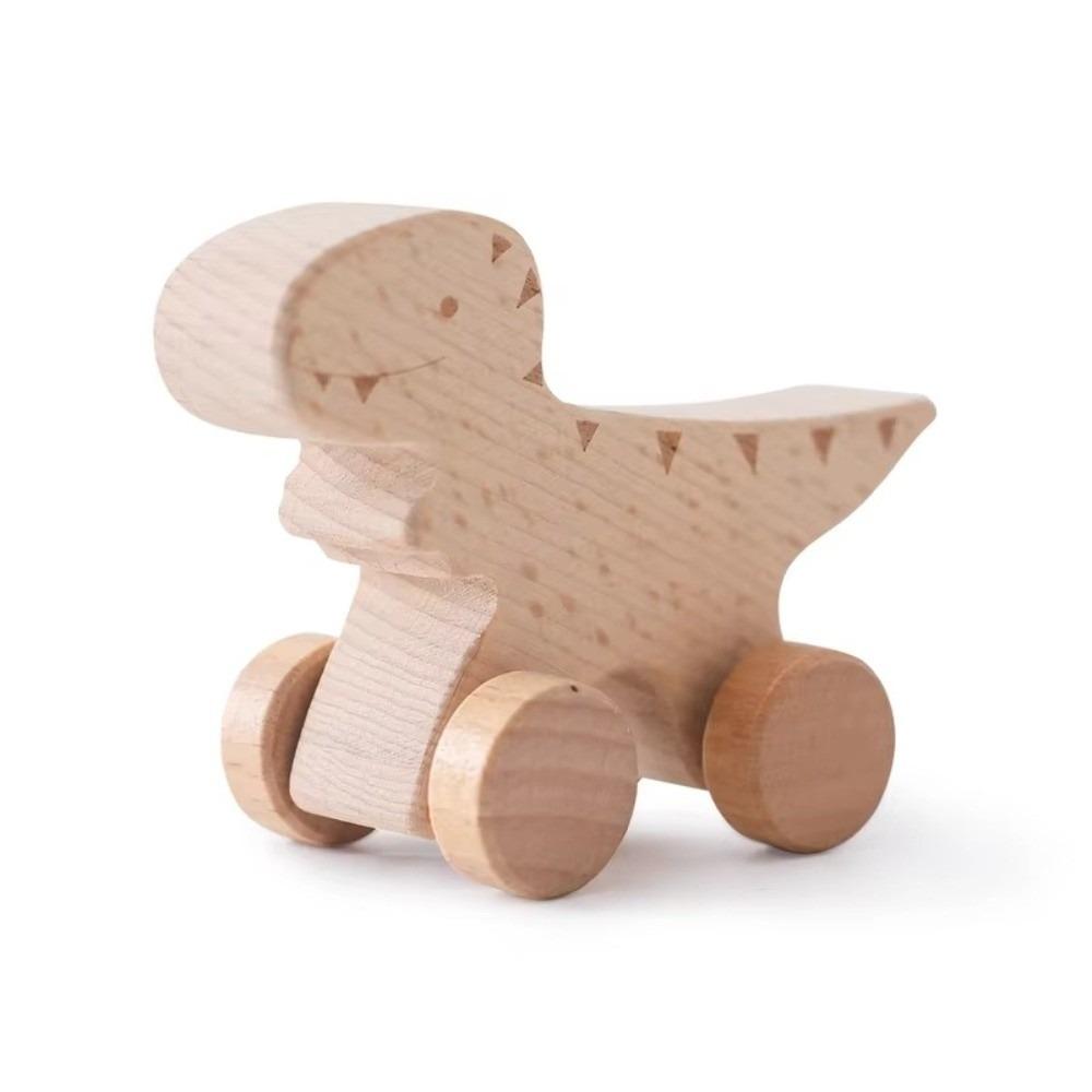 Developmental Cartoon Dinosaur Car Hand-decorated Wooden Block Toy  Baby Birthday Gift