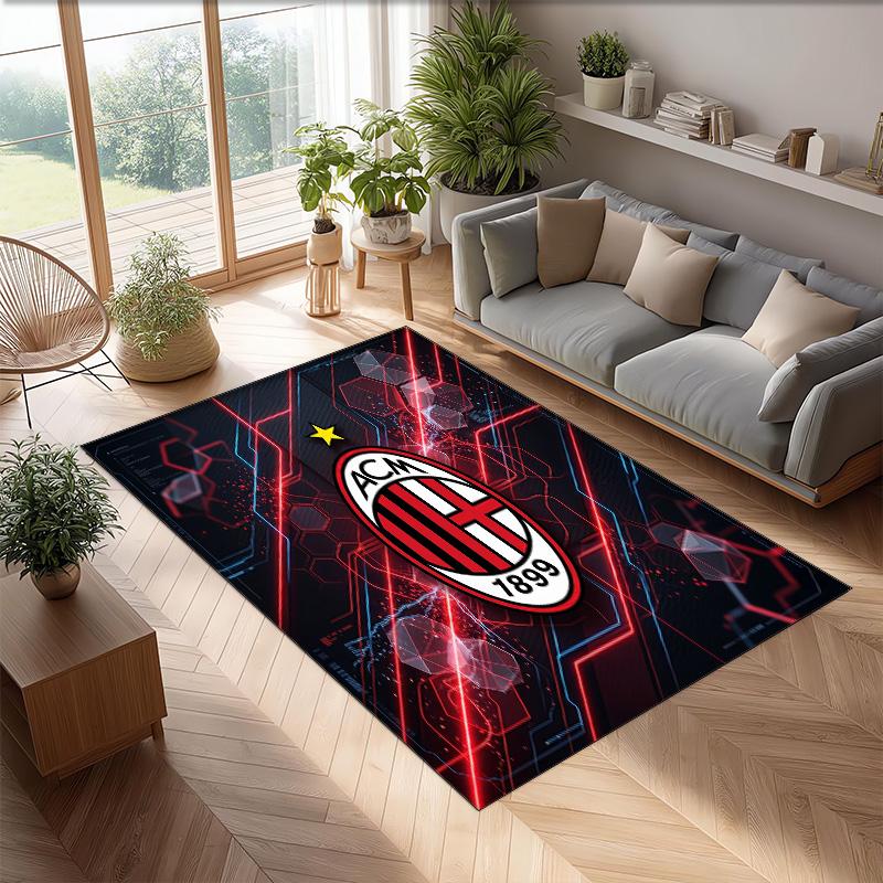AC Milan Printed Flannel Area Rug Non Slip Soft Polyester Floor Carpet Indoor Decor Mat for Bedroom Living Room Sofa Game Room Home Decoration
