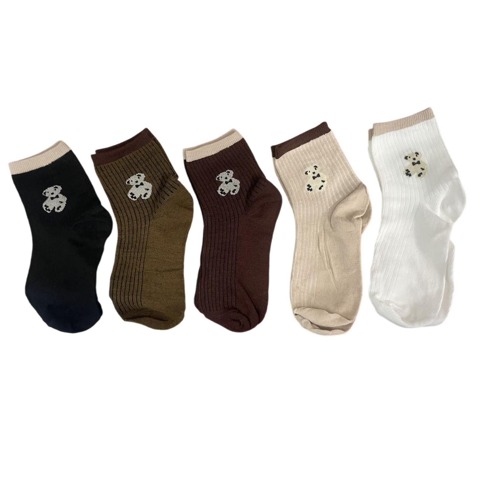 

Женские носки с медвежонком, средние носки с милым мультяшным плюшевым мишкой, высокие длинные носки-трубы One Size чёрный