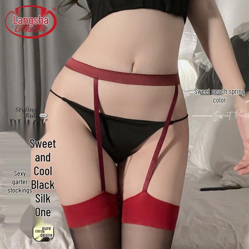 

Ланша Сексуальные черные чулки-подвязки выше колена из шелка One Size