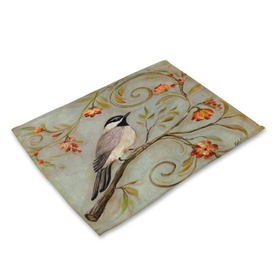 Stain Resistant Placemat Heat Resistance Linen Modern Style Butterfly Pattern Table Mat Household