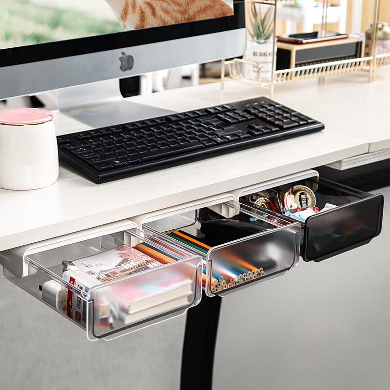 Jinlongxing Under-Desk Hidden Drawer Storage Box for Office Desk Supplies Organization, Student Pencil Holder And Storage Container