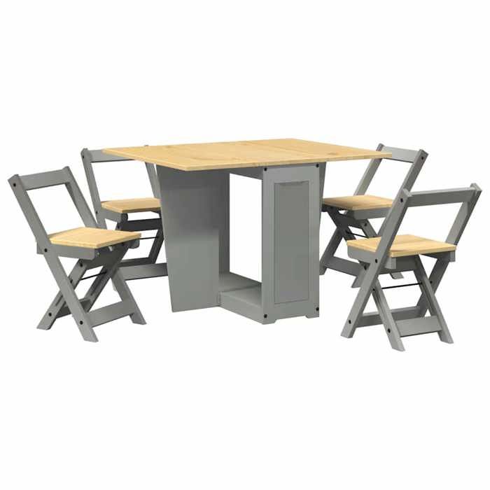 VidaXL Ensemble à manger papillon 5 pcs Corona pliable gris bois pin, ensemble de table à manger, table et chaises à manger, 3295718