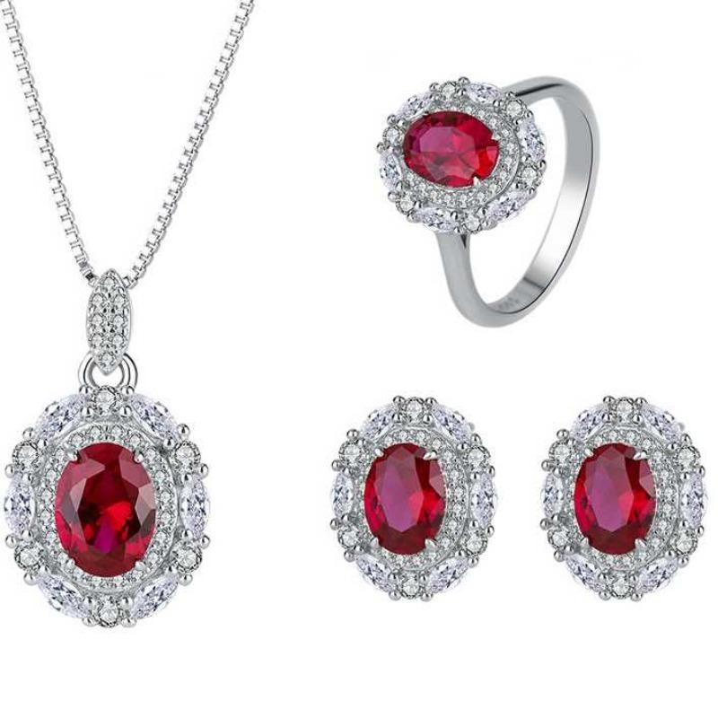 SACE GEMS 925 Sterling Silver Zircon Ring Earrings Pendant Necklace Jewelry Sets Wedding Party Gifts