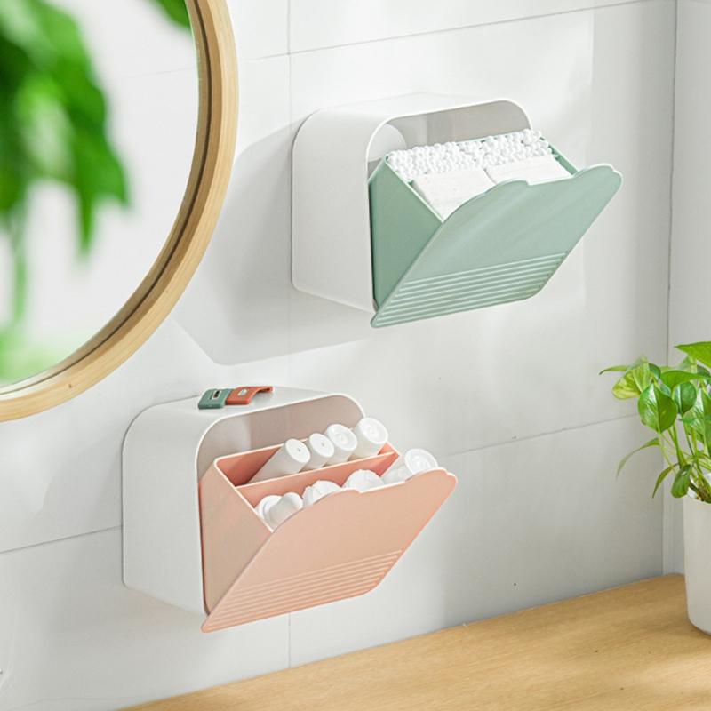 Wall Box JarBathroom Vanity Storage Container Holder for Cotton Swabs Makeup Pads Sponges Sanitary Napkins X3UC
