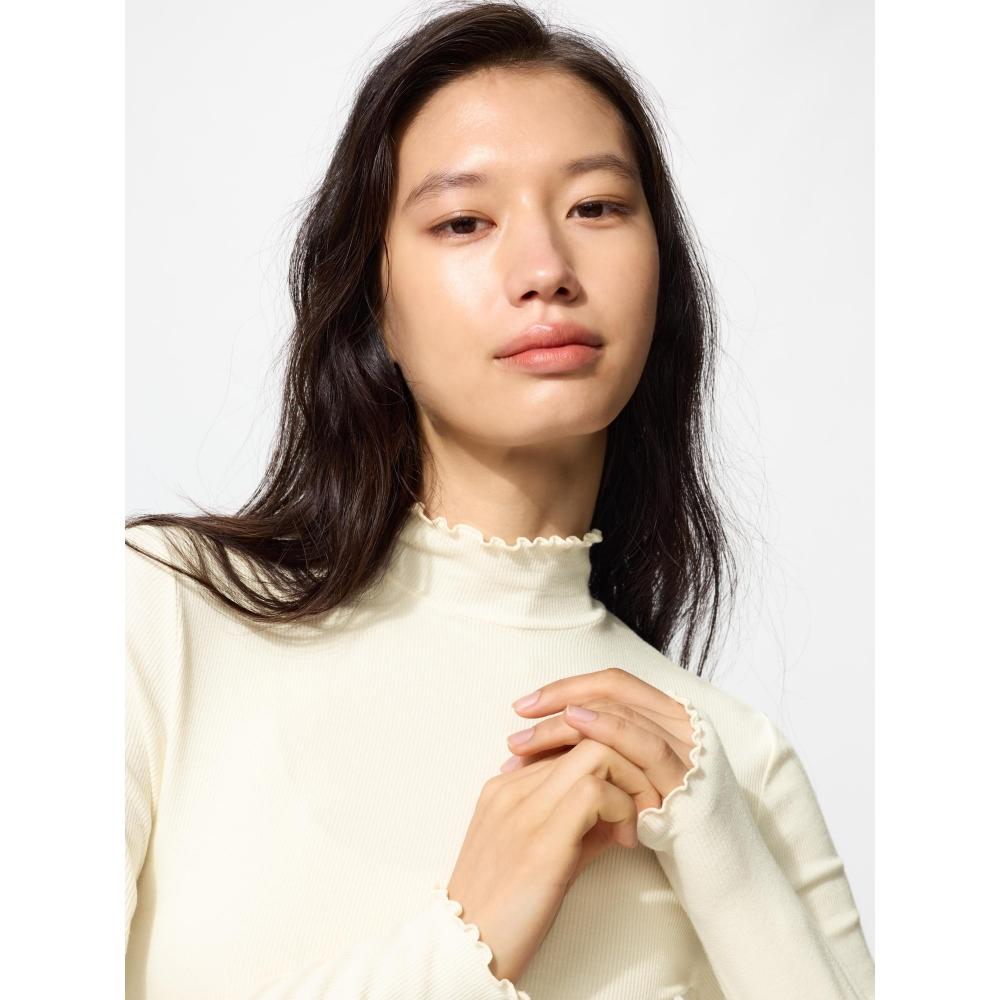 Uniqlo ExTra Warm HeaTTech Cashmere Blend Ribbed Mock Neck T shirT