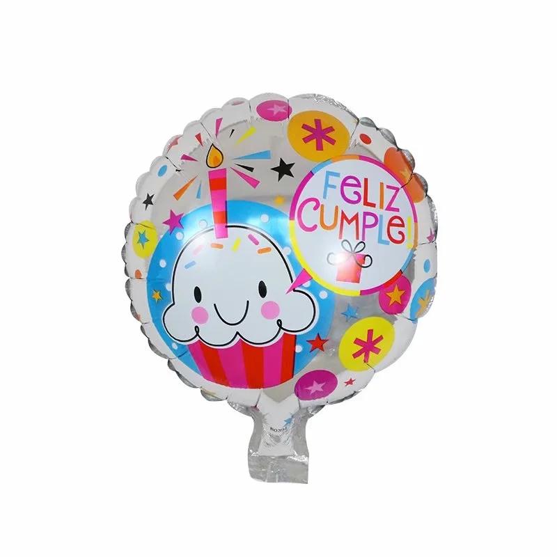 10Pcs Feliz Cumpleaños Día AIr Globos 10inch Colorful Mini Spanish Happy Birthday Foil Balloons Home Party Decorations Kids Gift