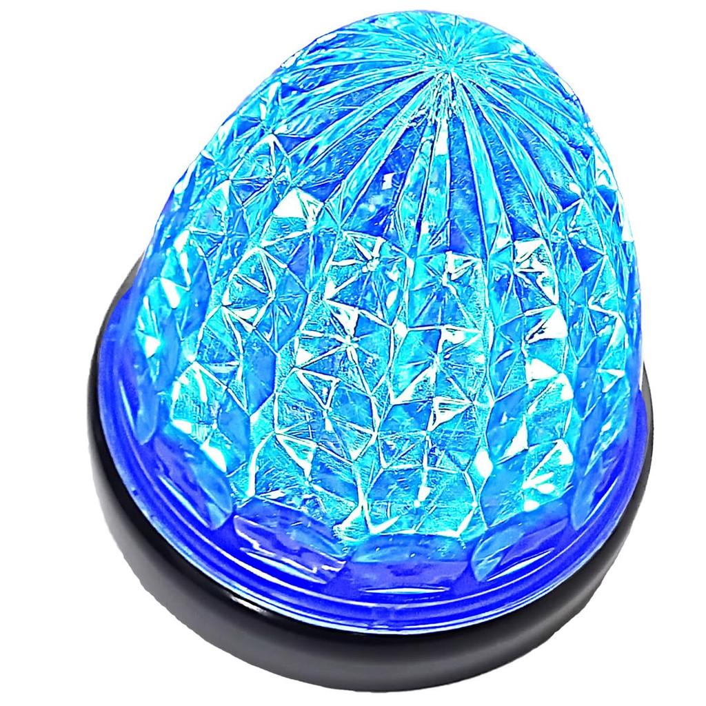 Customize 24V Truck LED Side Marker Lights with Crystal 16 Universal Waterproof Ceiling Various Colors with Clear Cut, LEDs, Mount, (Blue Lens,