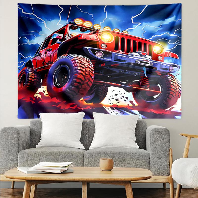 Nighttime Truck Drive Tapestry Hanging for Bedroom,Livingroom, Playroom,Decor Art Room Wall Tapestry Holiday and Birthday Gifts