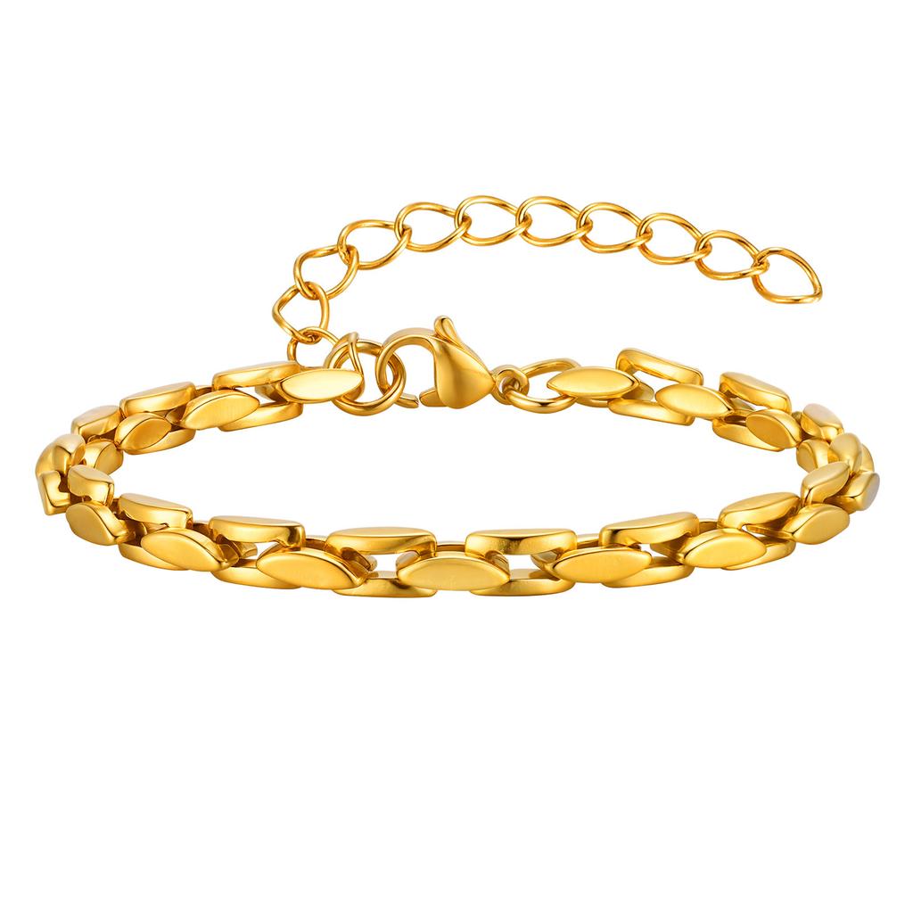Stainless Steel Handmade Chain Gold Bracelet Simple Fashion Personality Women 2324