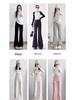 Petite Gray Micro Flare Sweatpants - High Waist, Draped American Style for Spring & Autumn (145)