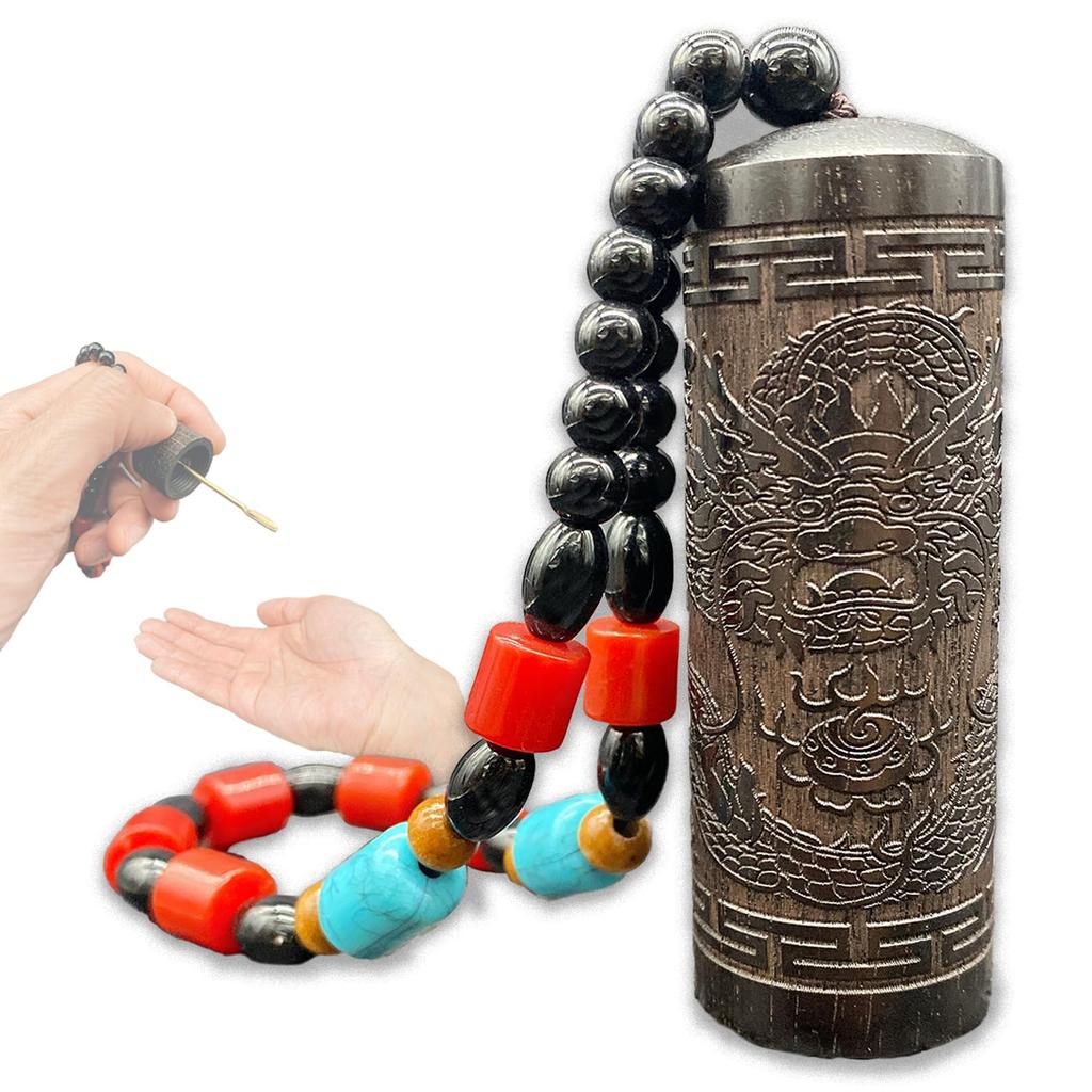ReTORUE Incense Container with Medicine Spoon, Ebony, Portable, Mount Koya Incense Container (Unchu Ryujin Type B)